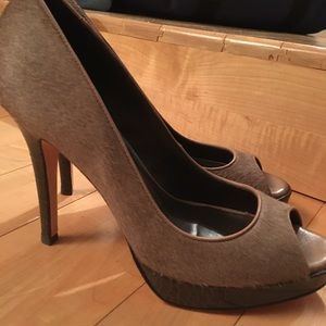 Cole Haan open toe platform pumps